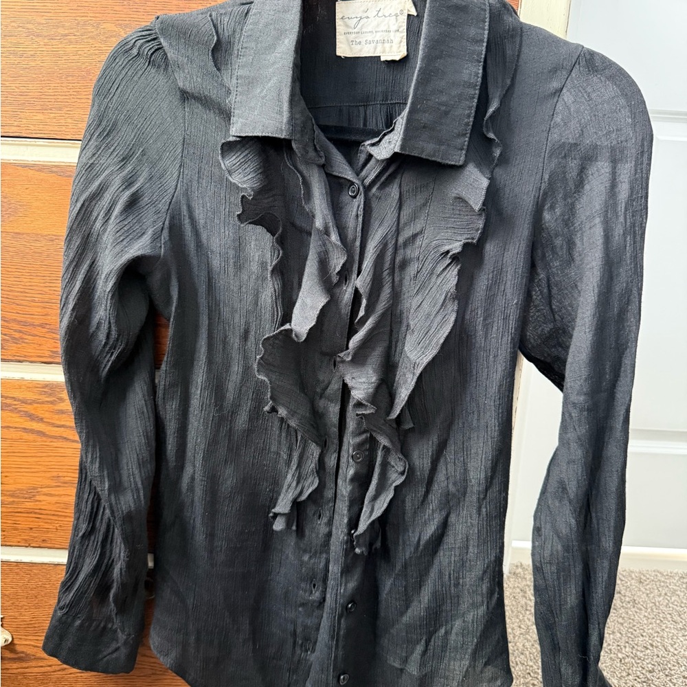 Elegant Black Ruffled women’s Shirt